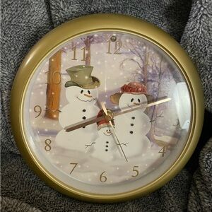 Feldstein Gold Snowman Wall Clock with Christmas Carols